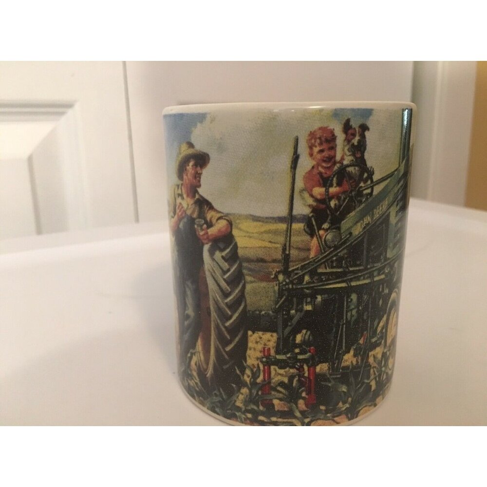 JOHN DEERE Coffee Mug Cup Gibson Tractor Dad Boy Dog Green Yellow 11 oz‎